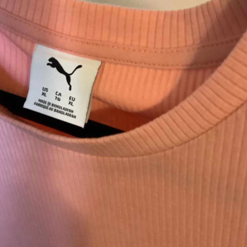Puma Ribbed Crew Tee in Peach Pink - Picture 2 of 7